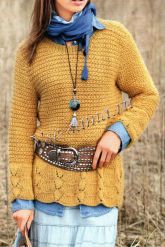 Пуловер с волнистой каймой Пуловер с волнистой каймой