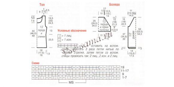 Схема вязания болеро и топа Схема вязания болеро и топа