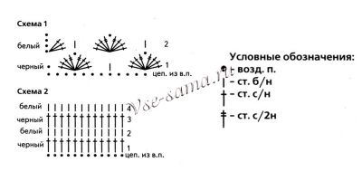 Схема вязания черно-белой сумочки Схема вязания черно-белой сумочки