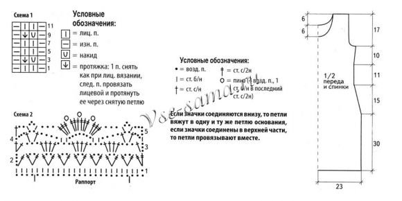 Схема вязания оранжевого платья-туники Схема вязания оранжевого платья-туники