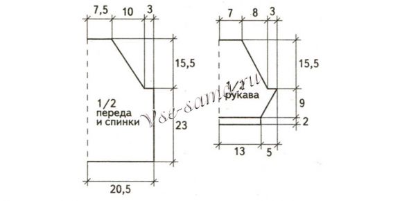 Схема вязания пуловера реглана с карманами Схема вязания пуловера реглана с карманами