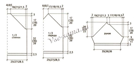 Схема вязания пуловера с вертикальным узором Схема вязания пуловера с вертикальным узором