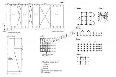 Схема вязания платья с разноцветной вышивкой Схема вязания платья с разноцветной вышивкой