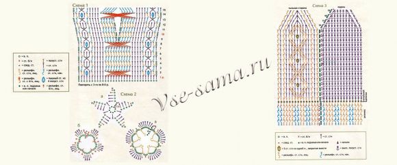 Схема вязания шарфа и варежек Схема вязания шарфа и варежек