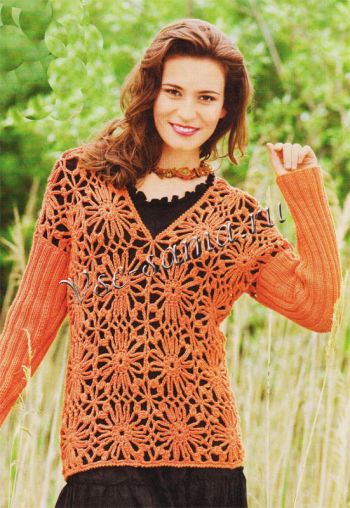 Пуловер с цветочными мотивами Пуловер с цветочными мотивами