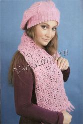 Розовый берет и ажурный шарф Розовый берет и ажурный шарф