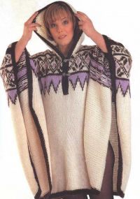 Пончо с цветным рисунком