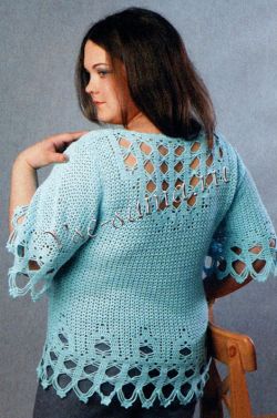 Голубая блуза с ажурными вставками Голубая блуза с ажурными вставками