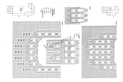 Схема вязания голубой блузы с ажурными вставками Схема вязания голубой блузы с ажурными вставками