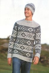 Пуловер с ромбами и шапка Пуловер с ромбами и шапка
