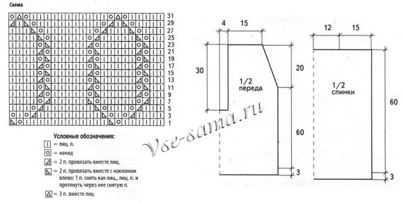 Схема вязания жилета Схема вязания жилета