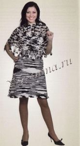 Сарафан с пончо из черно-белого меланжа Сарафан с пончо из черно-белого меланжа