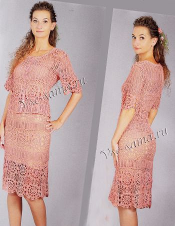 Коралловый костюм крючком, фото Коралловый костюм крючком, фото