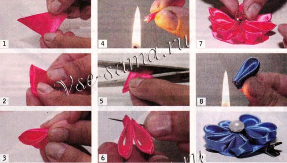 Канзаши - украшение - Роза в волосах, 2 Канзаши - украшение - Роза в волосах, 2