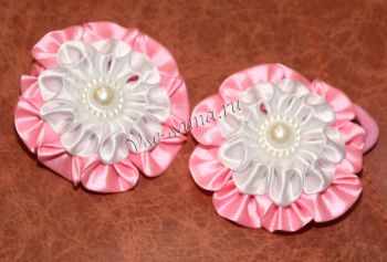 Резиночки канзаши - Нежность цвета, фото Резиночки канзаши - Нежность цвета, фото