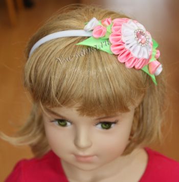 Ободок канзаши - Розовое утро, 22 Ободок канзаши - Розовое утро, 22