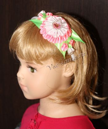 Ободок канзаши - Розовое утро, фото Ободок канзаши - Розовое утро, фото