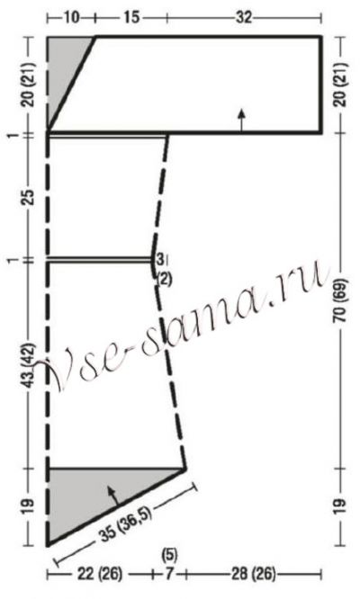 Выкройка для вязания бирюзового кардигана Выкройка для вязания бирюзового кардигана