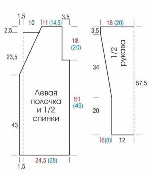 Выкройка для вязания кардигана Выкройка для вязания кардигана