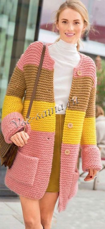 Кардиган платочной вязкой, фото Кардиган платочной вязкой, фото