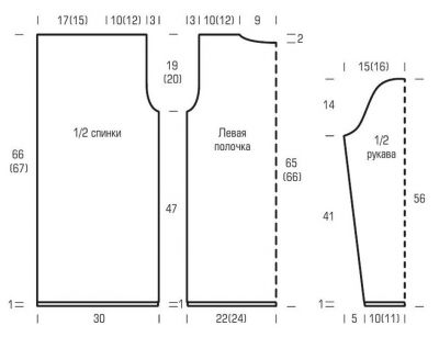 Выкройка для вязания кардигана Выкройка для вязания кардигана