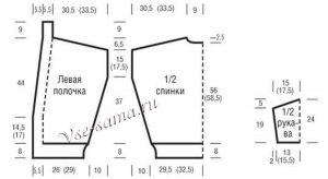 Выкройка для вязания кардигана Выкройка для вязания кардигана