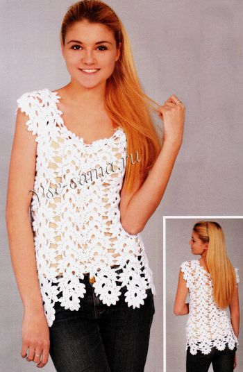 Белый топ из ленточного кружева, фото Белый топ из ленточного кружева, фото