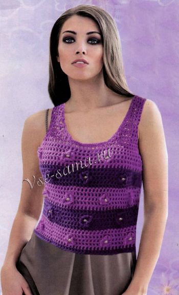 Фиолетовый топ с цветами, фото Фиолетовый топ с цветами, фото