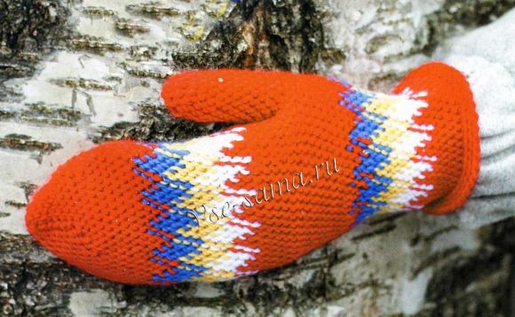 Красные варежки с орнаментом, фото Красные варежки с орнаментом, фото