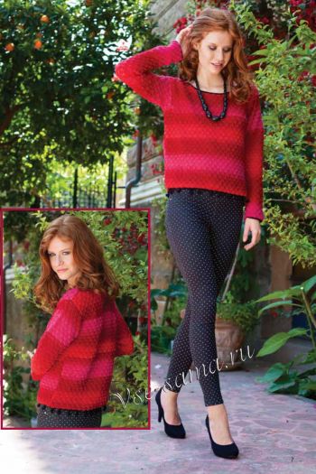 Пуловер крючком - от вишни до малины, фото Пуловер крючком - от вишни до малины, фото