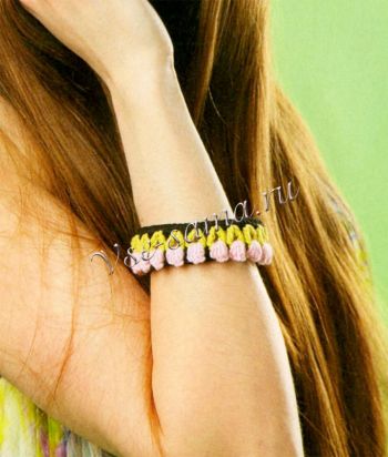 Браслет вязаный - Цветы Браслет вязаный - Цветы