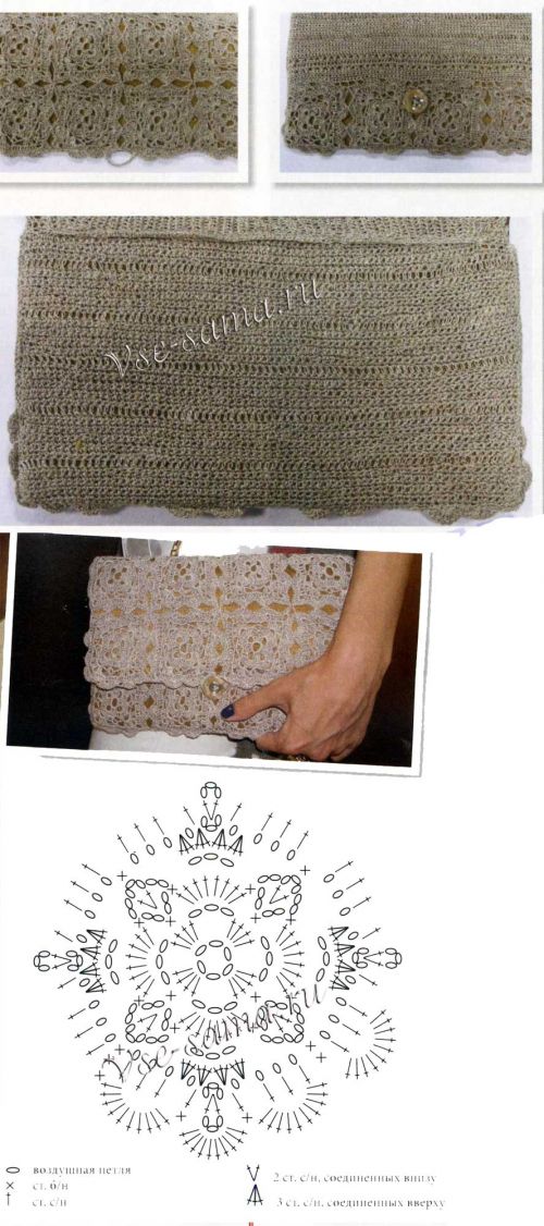 Клатч крючком Прогулка по осени, схема Клатч крючком Прогулка по осени, схема