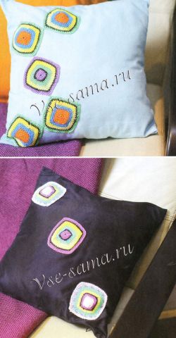 Декор для подушки "яркие квадраты", фото Декор для подушки "яркие квадраты", фото