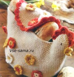 Декоративная корзинка крючком Курочка, фото Декоративная корзинка крючком Курочка, фото