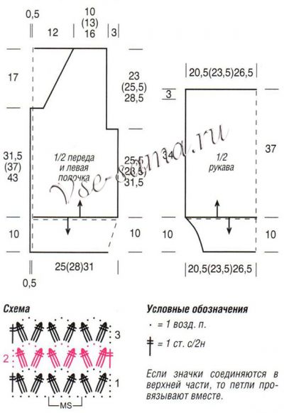 Жакет в сиреневых тонах, схема, выкройка