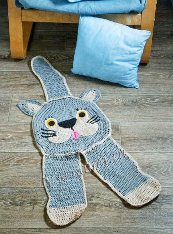 Коврик крючком Серый кот Коврик крючком Серый кот