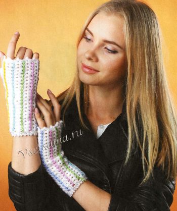 Митенки с вертикальной вышивкой, фото Митенки с вертикальной вышивкой, фото