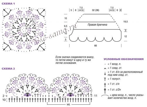 Разноцветные шорты крючком, схемы и выкройка