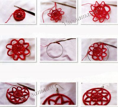 Серьги крючком Алая звезда, схема 2 Серьги крючком Алая звезда, схема 2