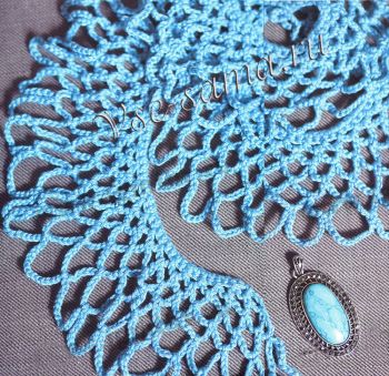 Синий ажурный воротничок крючком Синий ажурный воротничок крючком