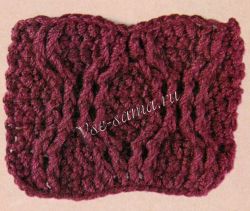 Узор крючком - бордовые косы, фото Узор крючком - бордовые косы, фото