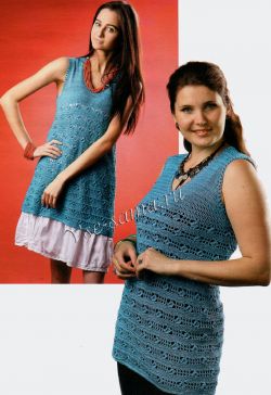 Вяжем бирюзовую тунику крючком Вяжем бирюзовую тунику крючком