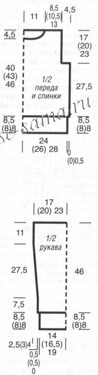 Выкройка для вязания ажурного пуловера Выкройка для вязания ажурного пуловера