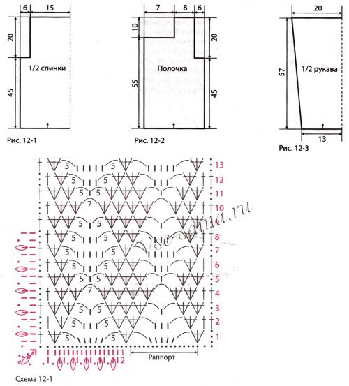Схема и выкройка для вязания кардигана Схема и выкройка для вязания кардигана