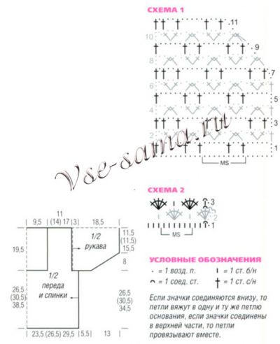 Белый пуловер и шарф, схема