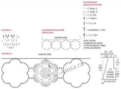 Белый жилет крючком с цветочной каймой, схема Белый жилет крючком с цветочной каймой, схема