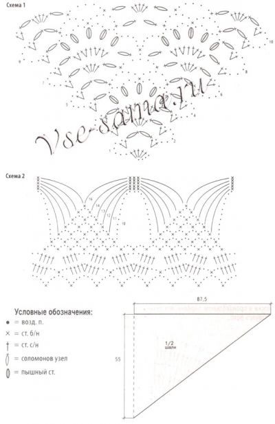 Бежевая шаль, схема