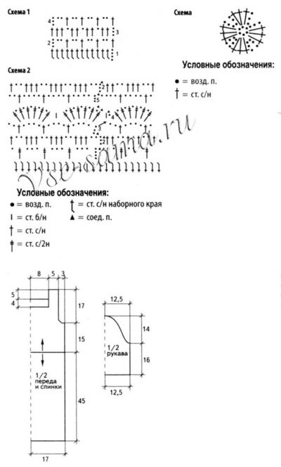 Бирюзовое платье-туника и клатч с цветочками, схемы