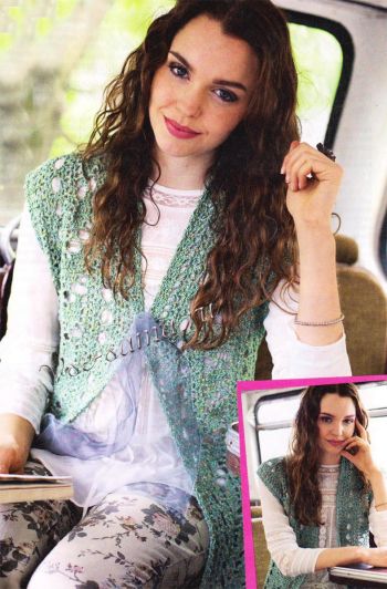 Бледно-зелёный жилет крючком Бледно-зелёный жилет крючком