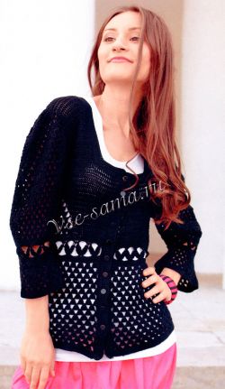 Чёрный жакет крючком Чёрный жакет крючком